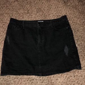 Distressed Black Target denim skirt
